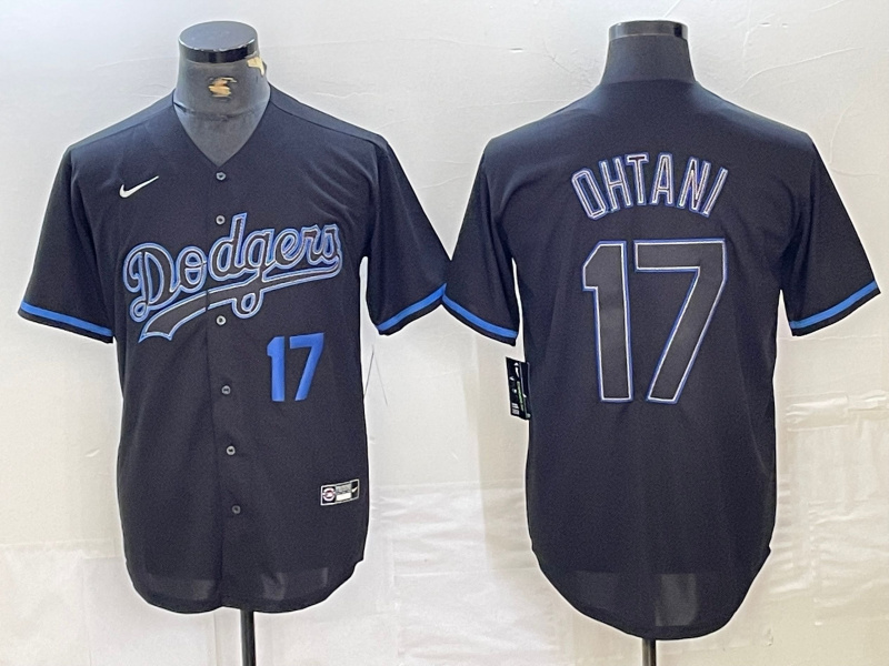 Men's Los Angeles Dodgers #17 Shohei Ohtani Black Cool Base Stitched Baseball Jersey 3 Men's Los Angeles Dodgers #17 Shohei Ohtani Black Cool Base Stitched Baseball Jersey 3