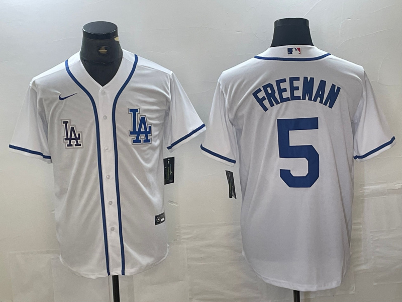Men's Los Angeles Dodgers #5 Freddie Freeman White Cool Base Stitched Baseball Jersey Men's Los Angeles Dodgers #5 Freddie Freeman White Cool Base Stitched Baseball Jersey