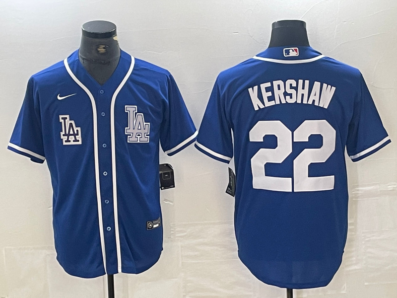 Men's Los Angeles Dodgers #22 Clayton Kershaw Blue Cool Base Stitched Baseball Jersey Men's Los Angeles Dodgers #22 Clayton Kershaw Blue Cool Base Stitched Baseball Jersey