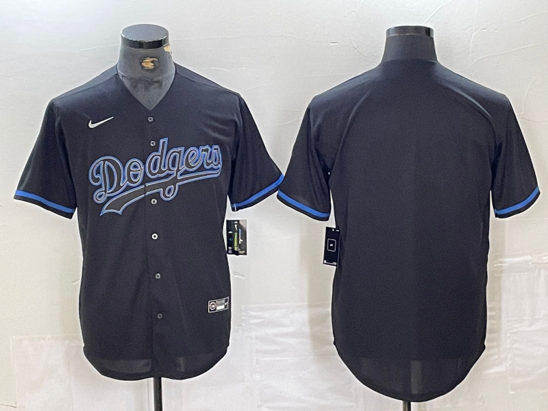 Men's Los Angeles Dodgers Team Big Logo Black Cool Base Stitched Baseball Jersey 7 Men's Los Angeles Dodgers Team Big Logo Black Cool Base Stitched Baseball Jersey 7