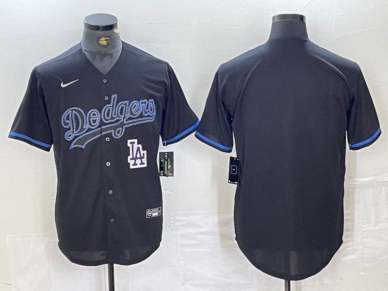 Men's Los Angeles Dodgers Team Big Logo Black Cool Base Stitched Baseball Jersey 6 Men's Los Angeles Dodgers Team Big Logo Black Cool Base Stitched Baseball Jersey 6
