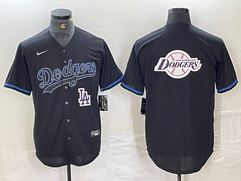 Men's Los Angeles Dodgers Team Big Logo Black Cool Base Stitched Baseball Jersey 5 Men's Los Angeles Dodgers Team Big Logo Black Cool Base Stitched Baseball Jersey 5