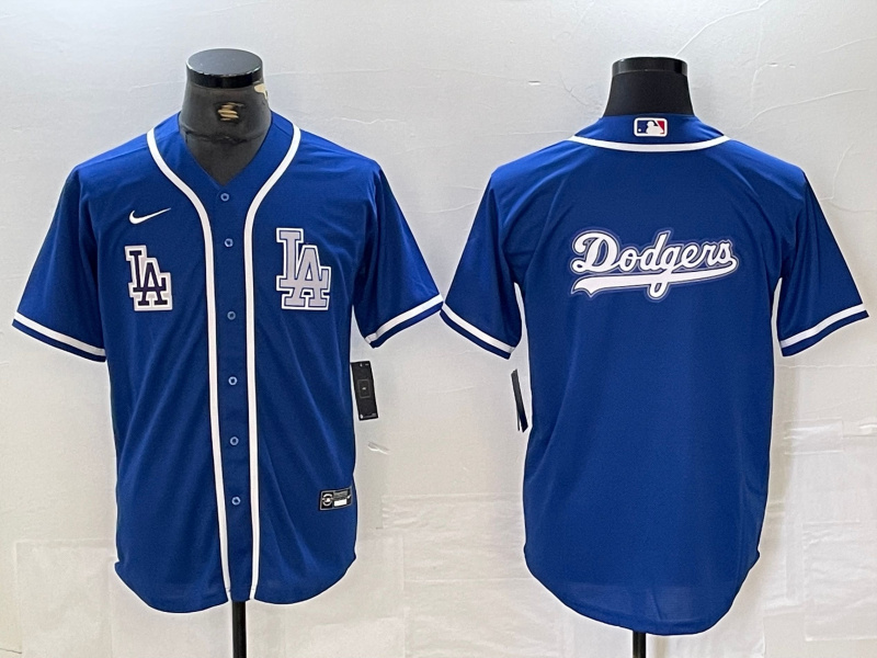 Men's Los Angeles Dodgers Big logo Blue Cool Base Stitched Baseball Jersey 6 Men's Los Angeles Dodgers Big logo Blue Cool Base Stitched Baseball Jersey 6