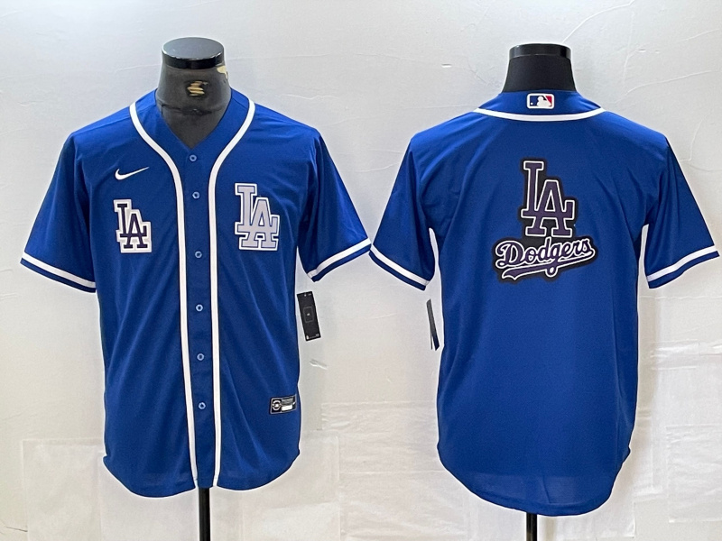 Men's Los Angeles Dodgers Big logo Blue Cool Base Stitched Baseball Jersey Men's Los Angeles Dodgers Big logo Blue Cool Base Stitched Baseball Jersey