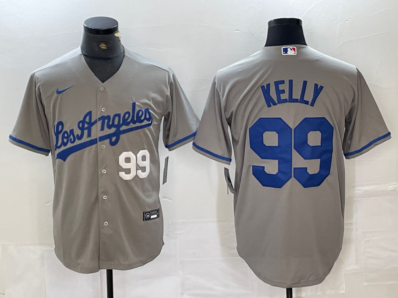 Men's Los Angeles Dodgers #99 Joe Kelly Grey Stitched Jersey(Run Small)2 Men's Los Angeles Dodgers #99 Joe Kelly Grey Stitched Jersey(Run Small)2