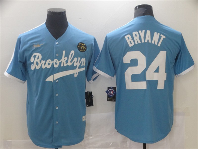 Men's Los Angeles Dodgers #24 Kobe Bryant Light Blue Throwback With KB Patch Cool Base Stitched Baseball Jersey Men's Los Angeles Dodgers #24 Kobe Bryant Light Blue Throwback With KB Patch Cool Base Stitched Baseball Jersey