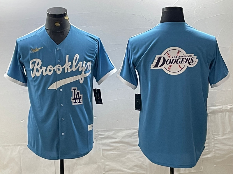 Men's Los Angeles Dodgers Team Big Logo Light Blue Throwback Cool Base Stitched Baseball Jersey 10 Men's Los Angeles Dodgers Team Big Logo Light Blue Throwback Cool Base Stitched Baseball Jersey 10