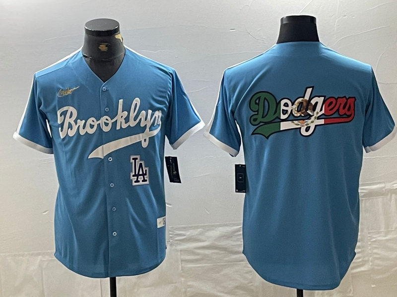 Men's Los Angeles Dodgers Team Big Logo Light Blue Throwback Cool Base Stitched Baseball Jersey 8 Men's Los Angeles Dodgers Team Big Logo Light Blue Throwback Cool Base Stitched Baseball Jersey 8