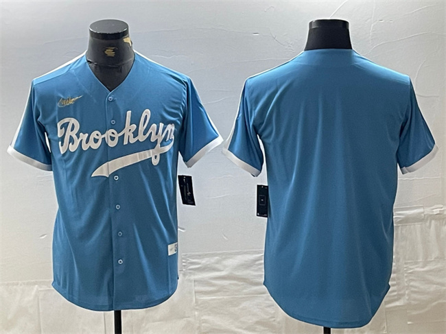 Men's Los Angeles Dodgers Blank Light Blue Throwback Cool Base Stitched Baseball Jersey Men's Los Angeles Dodgers Blank Light Blue Throwback Cool Base Stitched Baseball Jersey