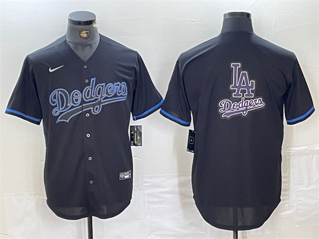 Men's Los Angeles Dodgers Team Big Logo Black Cool Base Stitched Baseball Jersey 4 Men's Los Angeles Dodgers Team Big Logo Black Cool Base Stitched Baseball Jersey 4