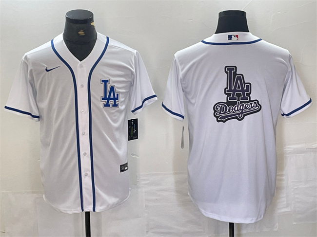 Men's Los Angeles Dodgers Team Big Logo White Cool Base Stitched Baseball Jersey 3 Men's Los Angeles Dodgers Team Big Logo White Cool Base Stitched Baseball Jersey 3