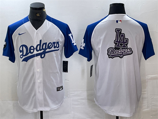 Men's Los Angeles Dodgers Team Big Logo White Blue Vin Patch Cool Base Stitched Baseball Jersey 5 Men's Los Angeles Dodgers Team Big Logo White Blue Vin Patch Cool Base Stitched Baseball Jersey 5