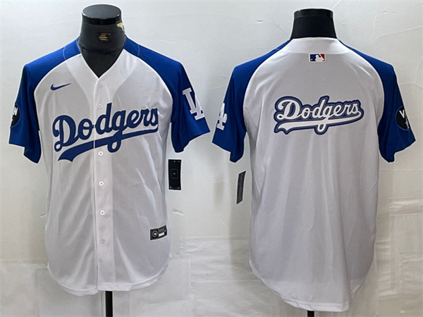 Men's Los Angeles Dodgers Team Big Logo White Blue Vin Patch Cool Base Stitched Baseball Jersey Men's Los Angeles Dodgers Team Big Logo White Blue Vin Patch Cool Base Stitched Baseball Jersey