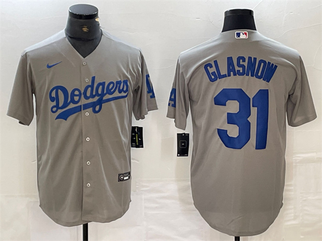 Men's Los Angeles Dodgers #31 Tyler Glasnow Grey Cool Base Stitched Baseball Jersey S Men's Los Angeles Dodgers #31 Tyler Glasnow Grey Cool Base Stitched Baseball Jersey S