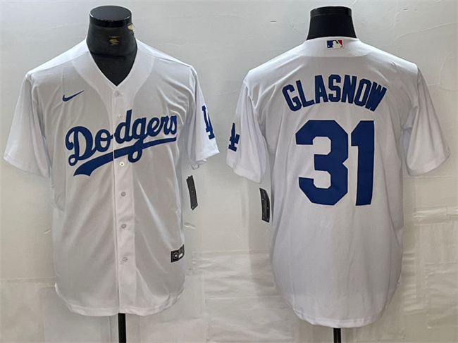 Men's Los Angeles Dodgers #31 Tyler Glasnow White Cool Base Stitched Baseball Jersey Men's Los Angeles Dodgers #31 Tyler Glasnow White Cool Base Stitched Baseball Jersey