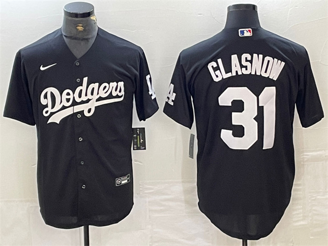 Men's Los Angeles Dodgers #31 Tyler Glasnow Black Cool Base Stitched Baseball Jersey Men's Los Angeles Dodgers #31 Tyler Glasnow Black Cool Base Stitched Baseball Jersey