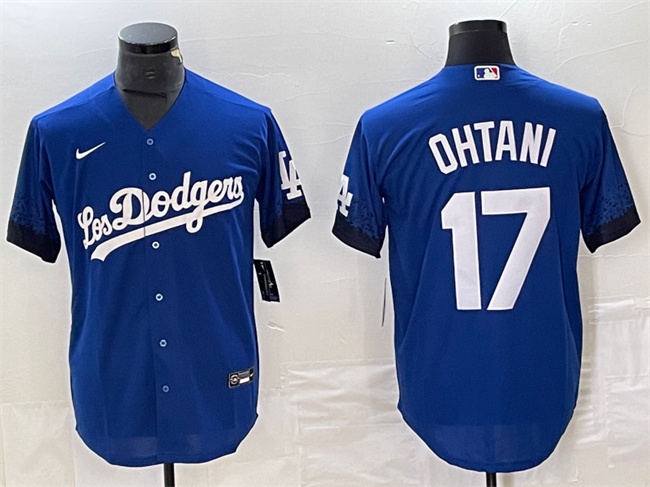 Men's Los Angeles Dodgers #17 Shohei Ohtani Royal City Connect Cool Base With Patch Stitched Baseball Jersey Men's Los Angeles Dodgers #17 Shohei Ohtani Royal City Connect Cool Base With Patch Stitched Baseball Jersey