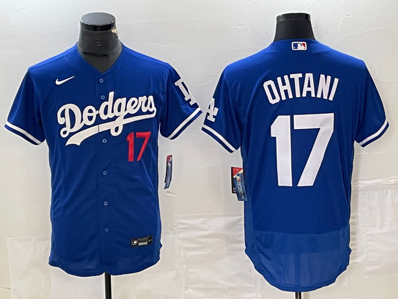 Men's Los Angeles Dodgers #17 Shohei Ohtani Blue Flex Base Stitched Baseball JerseyS Men's Los Angeles Dodgers #17 Shohei Ohtani Blue Flex Base Stitched Baseball JerseyS