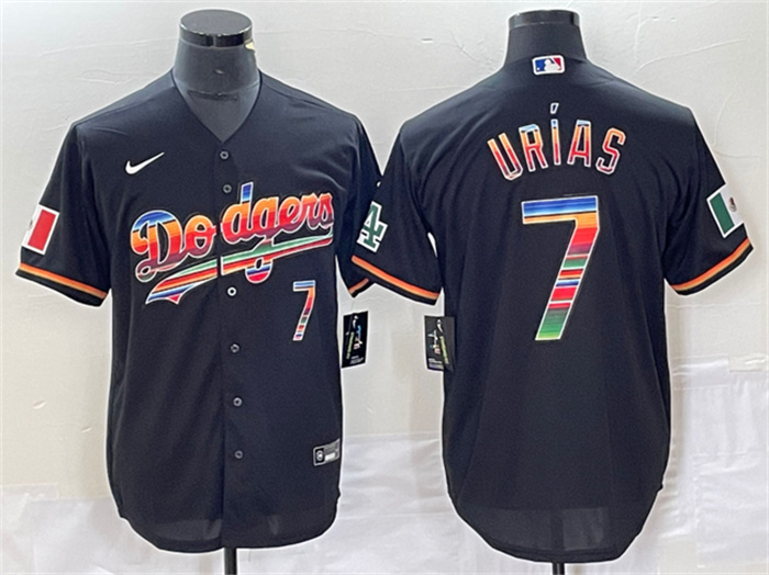 Men's Los Angeles Dodgers #7 Julio Urías Black Mexico Cool Base Stitched Jersey Men's Los Angeles Dodgers #7 Julio Urías Black Mexico Cool Base Stitched Jersey