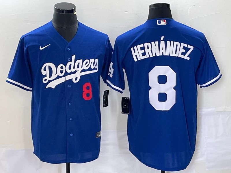 Men's Los Angeles Dodgers #8 Enrique Hernández Blue Cool Base Stitched Baseball Jersey Men's Los Angeles Dodgers #8 Enrique Hernández Blue Cool Base Stitched Baseball Jersey