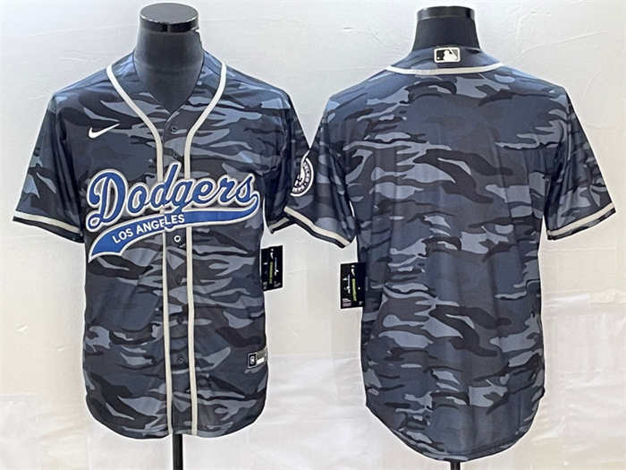 Men's Los Angeles Dodgers Blank Gray Camo Cool Base With Patch Stitched Baseball Jersey Men's Los Angeles Dodgers Blank Gray Camo Cool Base With Patch Stitched Baseball Jersey