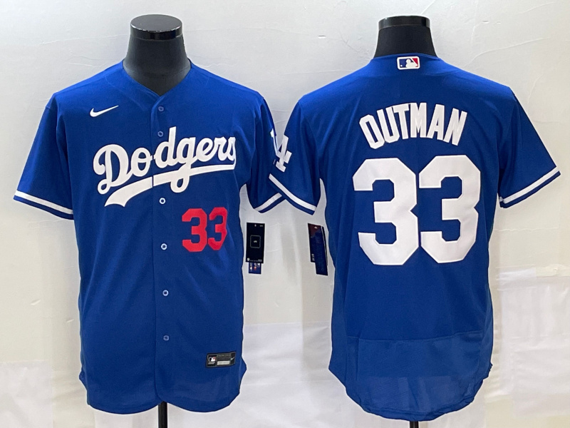 Men's Los Angeles Dodgers #33 James Outman Blue Flex Base Stitched Baseball Jersey Men's Los Angeles Dodgers #33 James Outman Blue Flex Base Stitched Baseball Jersey