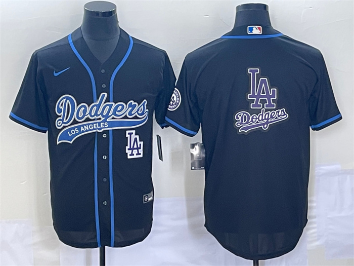 Men's Los Angeles Dodgers Black Team Big Logo With Patch Cool Base Stitched Baseball Jerseys Men's Los Angeles Dodgers Black Team Big Logo With Patch Cool Base Stitched Baseball Jerseys