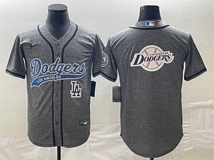 Men's Los Angeles Dodgers Gray Team Big Logo With Patch Cool Base Stitched Baseball Jerseys Men's Los Angeles Dodgers Gray Team Big Logo With Patch Cool Base Stitched Baseball Jerseys