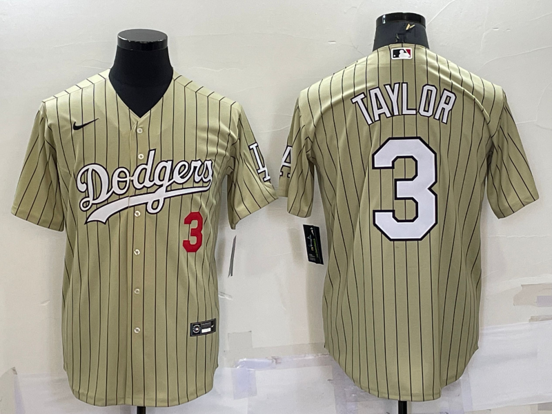 Men's Los Angeles Dodgers #3 Chris Taylor Cream Cool Base Stitched Jersey Men's Los Angeles Dodgers #3 Chris Taylor Cream Cool Base Stitched Jersey