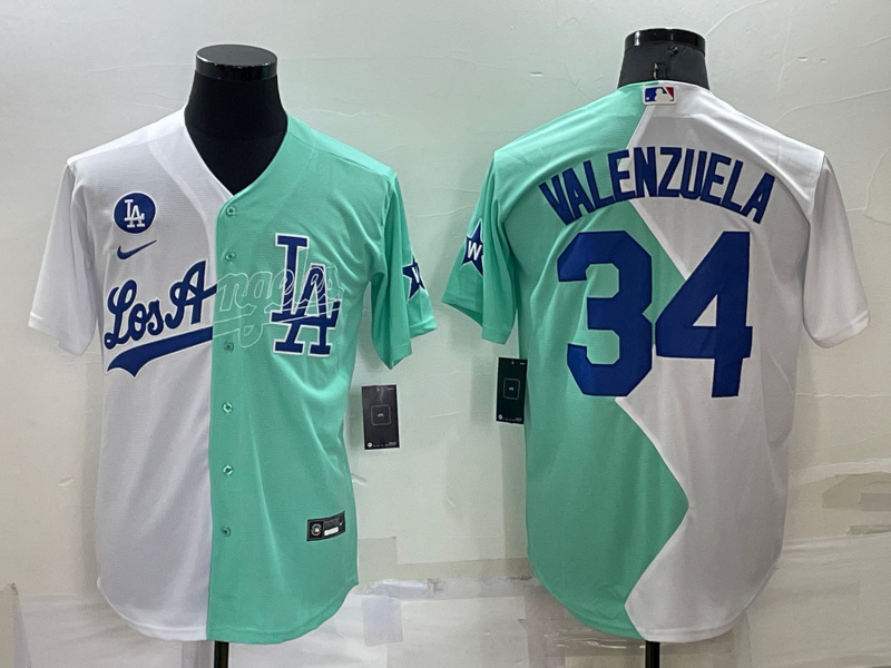 Men's Los Angeles Dodgers #34 Fernando Valenzuela 2022 All-Star White Green Cool Base Stitched Baseball Jerseys Men's Los Angeles Dodgers #34 Fernando Valenzuela 2022 All-Star White Green Cool Base Stitched Baseball Jerseys