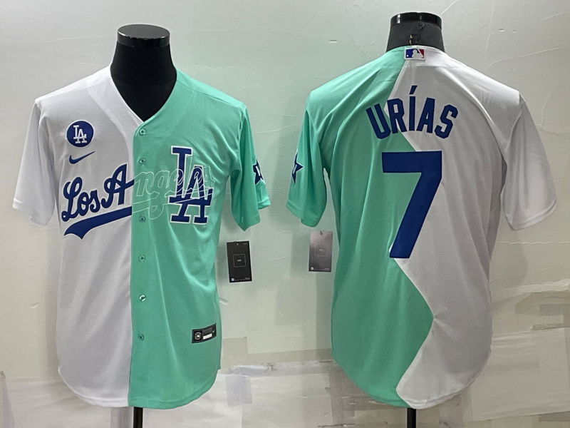 Men's Los Angeles Dodgers #7 Julio Urías 2022 All-Star White-Green Cool Base Stitched Jersey Men's Los Angeles Dodgers #7 Julio Urías 2022 All-Star White-Green Cool Base Stitched Jersey