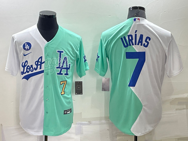 Men's Los Angeles Dodgers #7 Julio Urías 2022 All-Star White Green Cool Base Stitched Jersey Men's Los Angeles Dodgers #7 Julio Urías 2022 All-Star White Green Cool Base Stitched Jersey