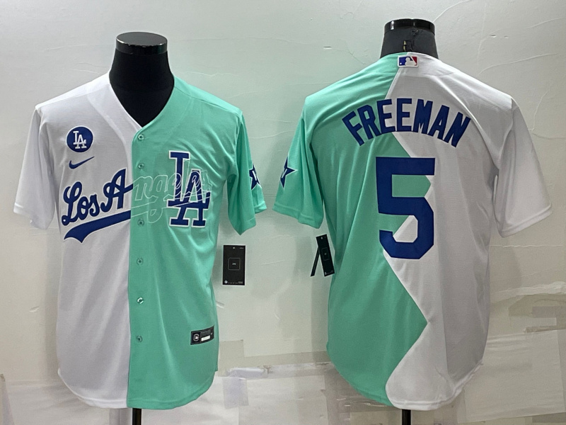 Men's Los Angeles Dodgers #5 Freddie Freeman 2022 All-Star White Green Cool Base Stitched Baseball Jersey Men's Los Angeles Dodgers #5 Freddie Freeman 2022 All-Star White Green Cool Base Stitched Baseball Jersey