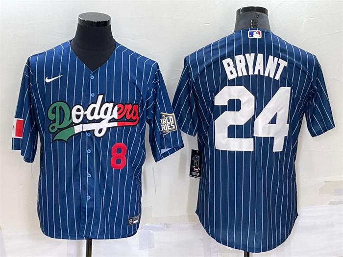 Men's Los Angeles Dodgers Front #8 Back #24 Kobe Bryant Navy Mexico World Series Cool Base Stitched Baseball Jersey Men's Los Angeles Dodgers Front #8 Back #24 Kobe Bryant Navy Mexico World Series Cool Base Stitched Baseball Jersey