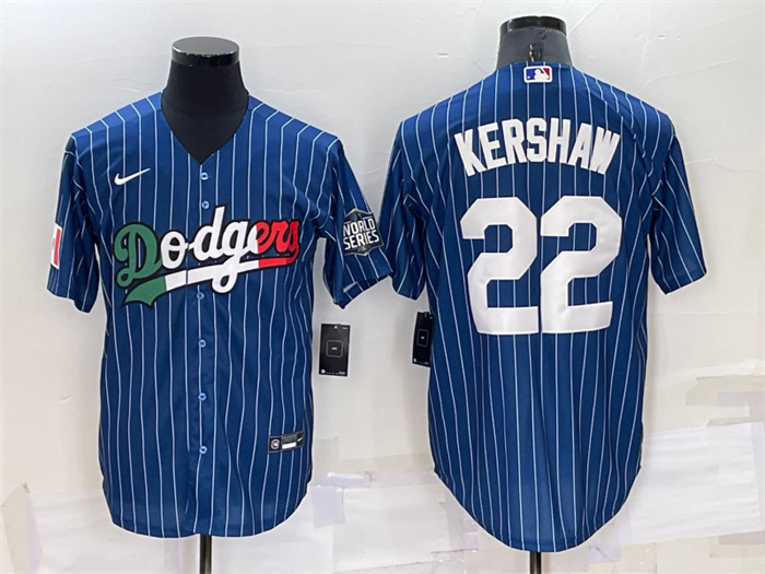 Men's Los Angeles Dodgers #22 Clayton Kershaw Navy Mexico World Series Cool Base Stitched Baseball Jersey Men's Los Angeles Dodgers #22 Clayton Kershaw Navy Mexico World Series Cool Base Stitched Baseball Jersey