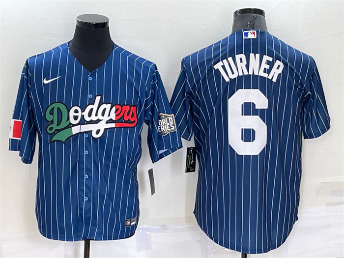 Men's Los Angeles Dodgers #6 Trea Turner Navy Mexico World Series Cool Base Stitched Baseball Jersey Men's Los Angeles Dodgers #6 Trea Turner Navy Mexico World Series Cool Base Stitched Baseball Jersey