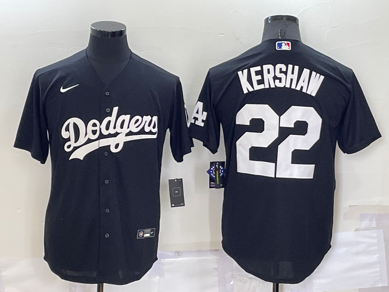 Men's Los Angeles Dodgers #22 Clayton Kershaw Black Cool Base Stitched Baseball Jerseys Men's Los Angeles Dodgers #22 Clayton Kershaw Black Cool Base Stitched Baseball Jerseys