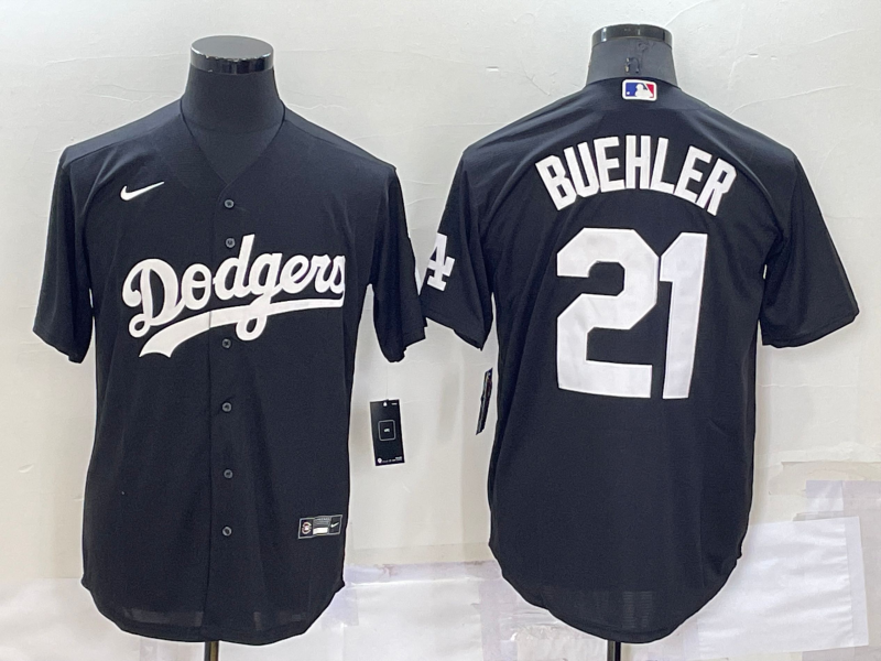 Men's Los Angeles Dodgers #21 Walker Buehler Black Cool Base Stitched Baseball Jerseys Men's Los Angeles Dodgers #21 Walker Buehler Black Cool Base Stitched Baseball Jerseys