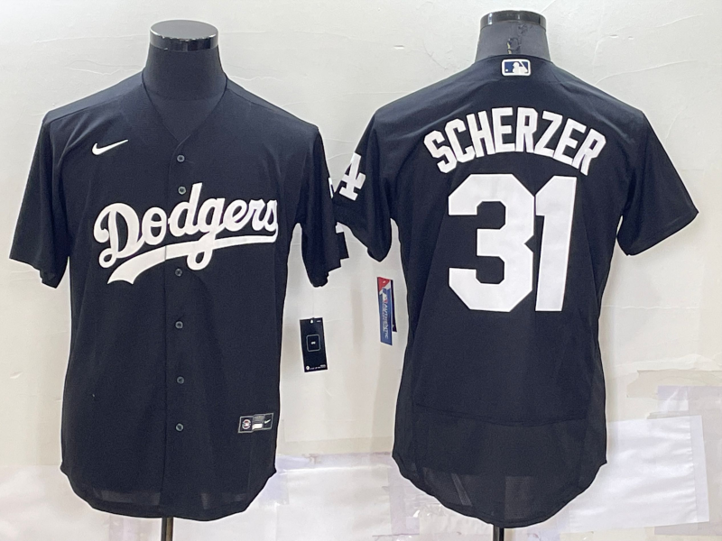 Men's Los Angeles Dodgers #31 Max Scherzer Black Flex Base Stitched Baseball Jerseys Men's Los Angeles Dodgers #31 Max Scherzer Black Flex Base Stitched Baseball Jerseys