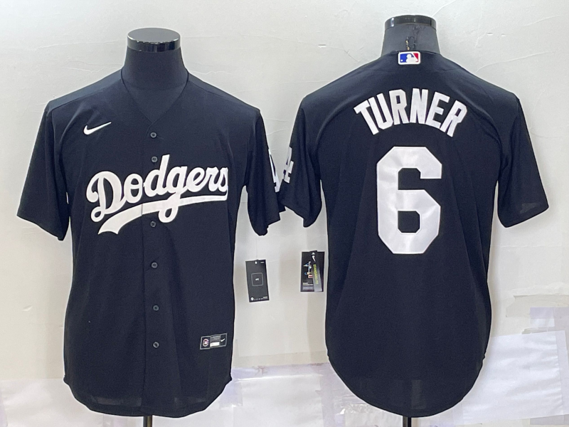 Men's Los Angeles Dodgers #6 Trea Turner Black Cool Base Stitched Baseball Jerseys Men's Los Angeles Dodgers #6 Trea Turner Black Cool Base Stitched Baseball Jerseys