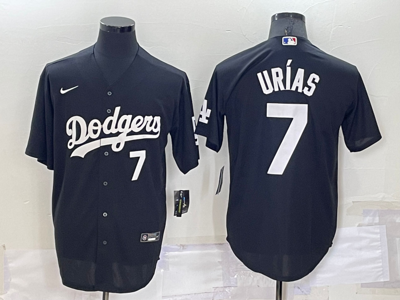 Men's Los Angeles Dodgers #7 Julio Urias Black Cool Base Stitched Jersey Men's Los Angeles Dodgers #7 Julio Urias Black Cool Base Stitched Jersey