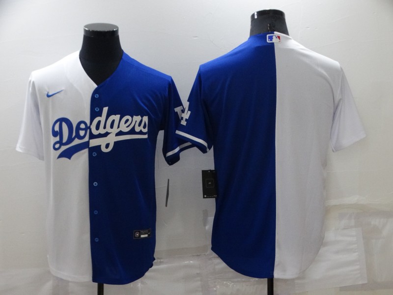 Men's Los Angeles Dodgers Blank White Blue Split Cool Base Stitched Baseball Jersey Men's Los Angeles Dodgers Blank White Blue Split Cool Base Stitched Baseball Jersey