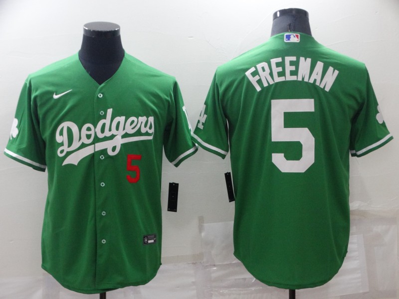 Men's Los Angeles Dodgers #5 Freddie Freeman Green Stitched Baseball Jersey Men's Los Angeles Dodgers #5 Freddie Freeman Green Stitched Baseball Jersey
