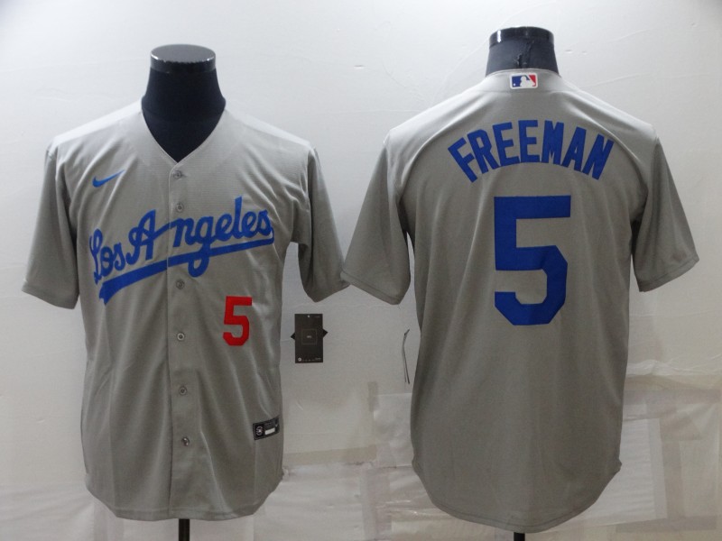 Men's Los Angeles Dodgers #5 Freddie Freeman Grey Cool Base Stitched Baseball JerseyS Men's Los Angeles Dodgers #5 Freddie Freeman Grey Cool Base Stitched Baseball JerseyS