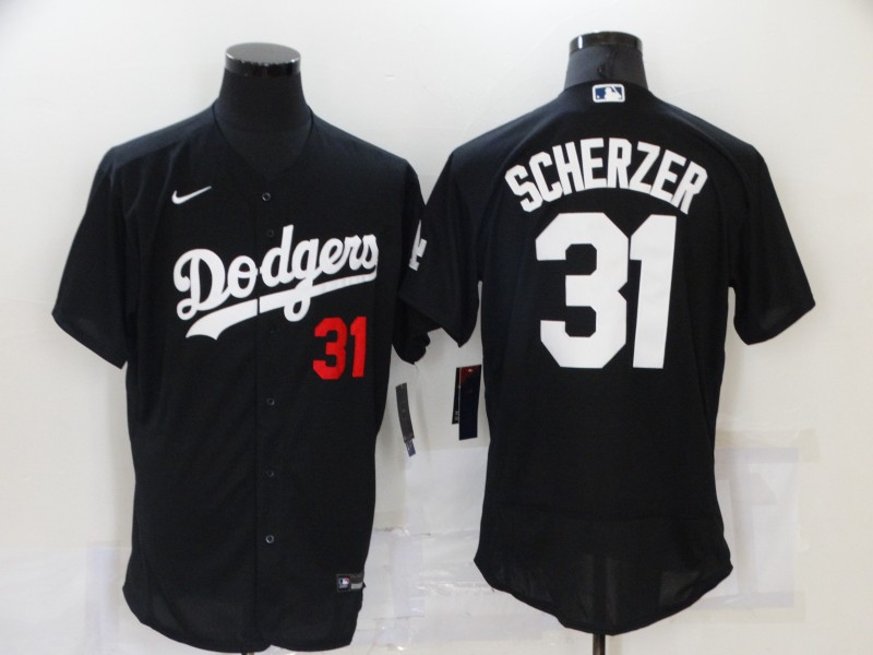 Men's Los Angeles Dodgers #31 Max Scherzer Black Stitched MLB Flex Base Nike Jersey Men's Los Angeles Dodgers #31 Max Scherzer Black Stitched MLB Flex Base Nike Jersey