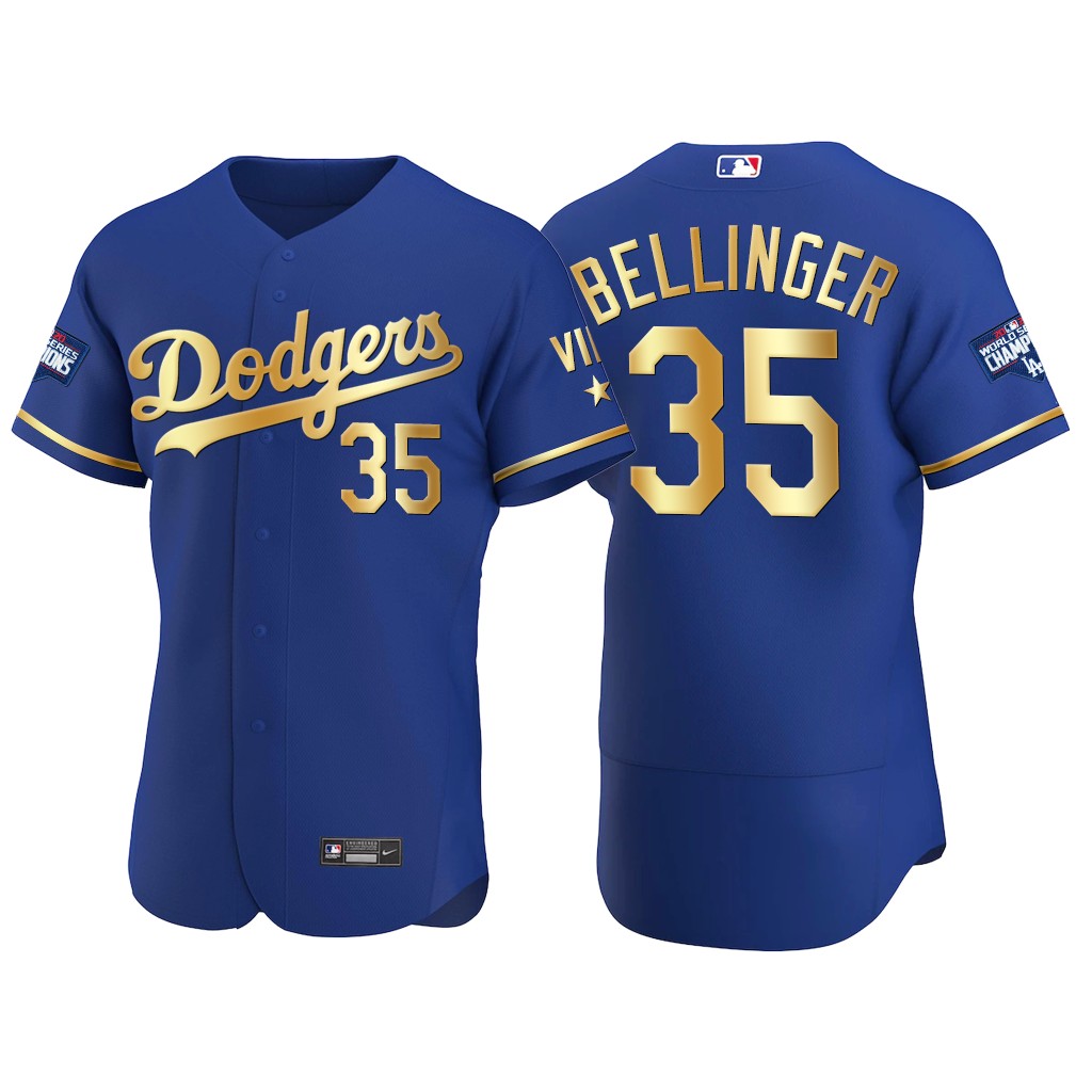 Los Angeles Dodgers #35 Cody Bellinger Men's Nike Authentic 2021 Gold Program World Series Champions MLB Jersey Royal Los Angeles Dodgers #35 Cody Bellinger Men's Nike Authentic 2021 Gold Program World Series Champions MLB Jersey Royal