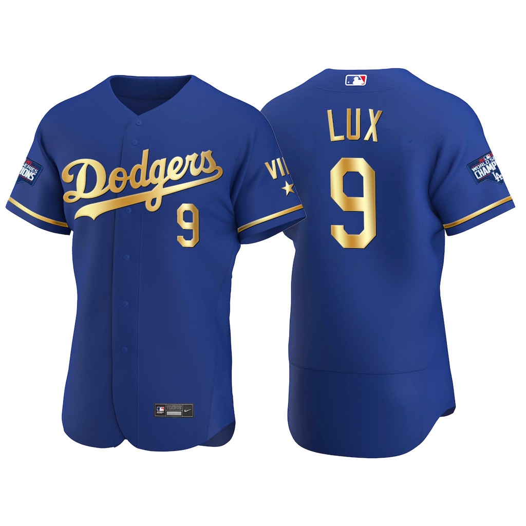 Los Angeles Dodgers #9 Gavin Lux Men's Nike Authentic 2021 Gold Program World Series Champions MLB Jersey Royal Los Angeles Dodgers #9 Gavin Lux Men's Nike Authentic 2021 Gold Program World Series Champions MLB Jersey Royal