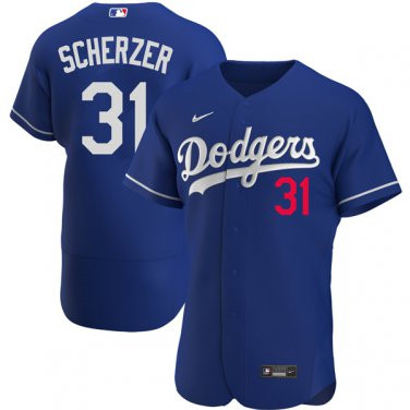 Men's Los Angeles Dodgers #31 Max Scherzer Royal Alternate Jersey Men's Los Angeles Dodgers #31 Max Scherzer Royal Alternate Jersey