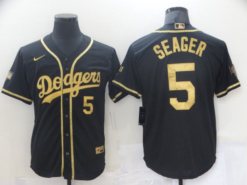 Men's Los Angeles Dodgers #5 Corey Seager Black Gold Stitched MLB Cool Base Nike Jersey Men's Los Angeles Dodgers #5 Corey Seager Black Gold Stitched MLB Cool Base Nike Jersey