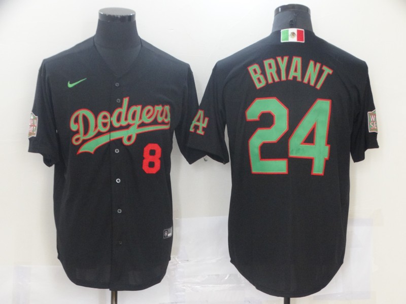Dodgers 8 & 24 Kobe Bryant Black World Series Nike Cool Base Jersey Dodgers 8 & 24 Kobe Bryant Black World Series Nike Cool Base Jersey